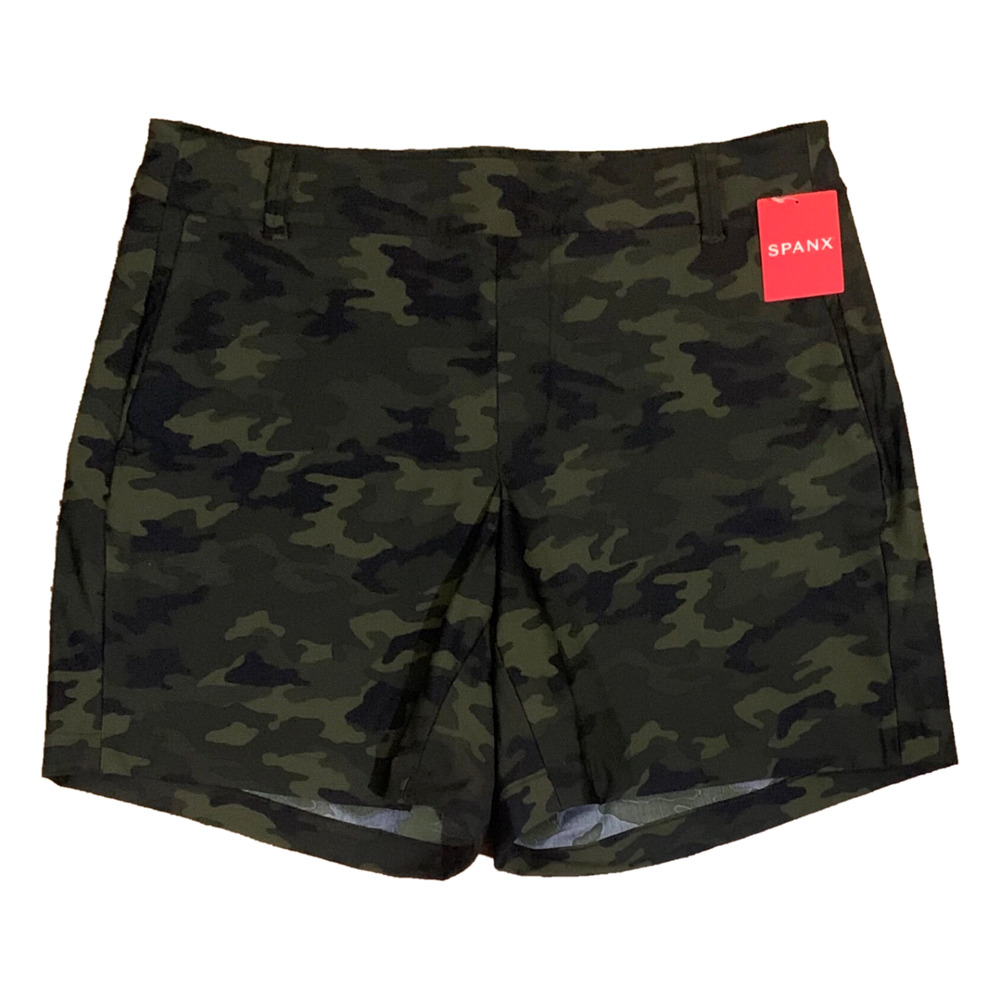 Spanx Sunshine 6" Stretch Green Camo Size Small Shorts with Pockets Gorpcore